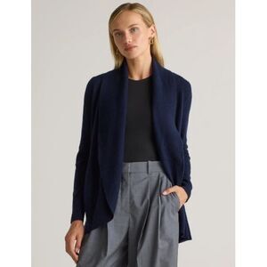 Quince Mongolian Cashmere Open Cardigan Sweater Blue M